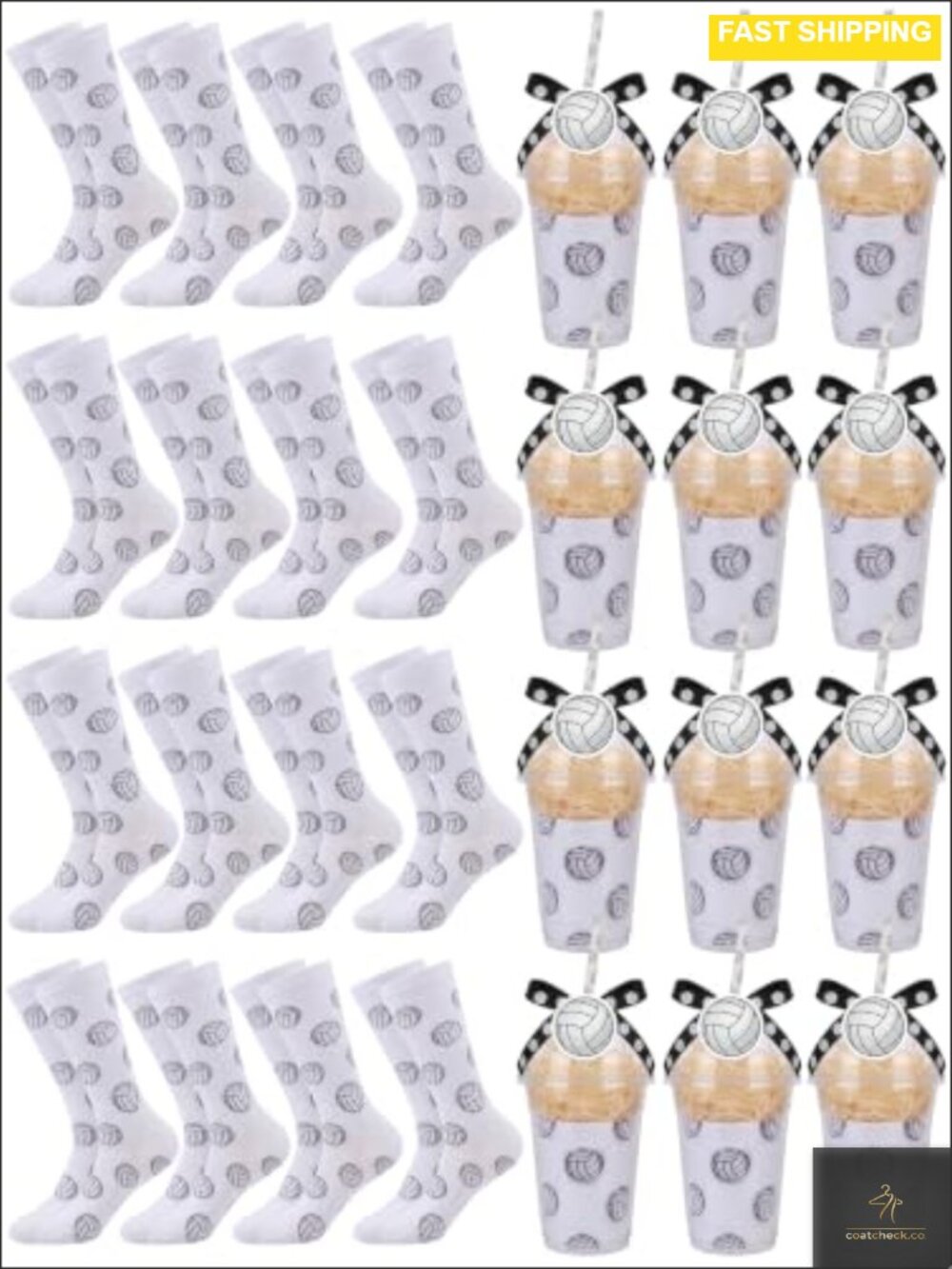 12 Sets Volleyball Cupcake Socks Gift Set Polyester Team Party Favor DIY